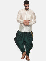 Thumbnail for Sethukrishna Men Dark-Green Solid Dhoti Pants - Distacart