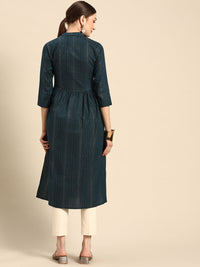 Thumbnail for Sangria Women Navy Blue Striped Kurta - Distacart