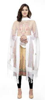 Thumbnail for A R Silk Women's Orgenza Cotton Gota Work White Fancy Dupatta