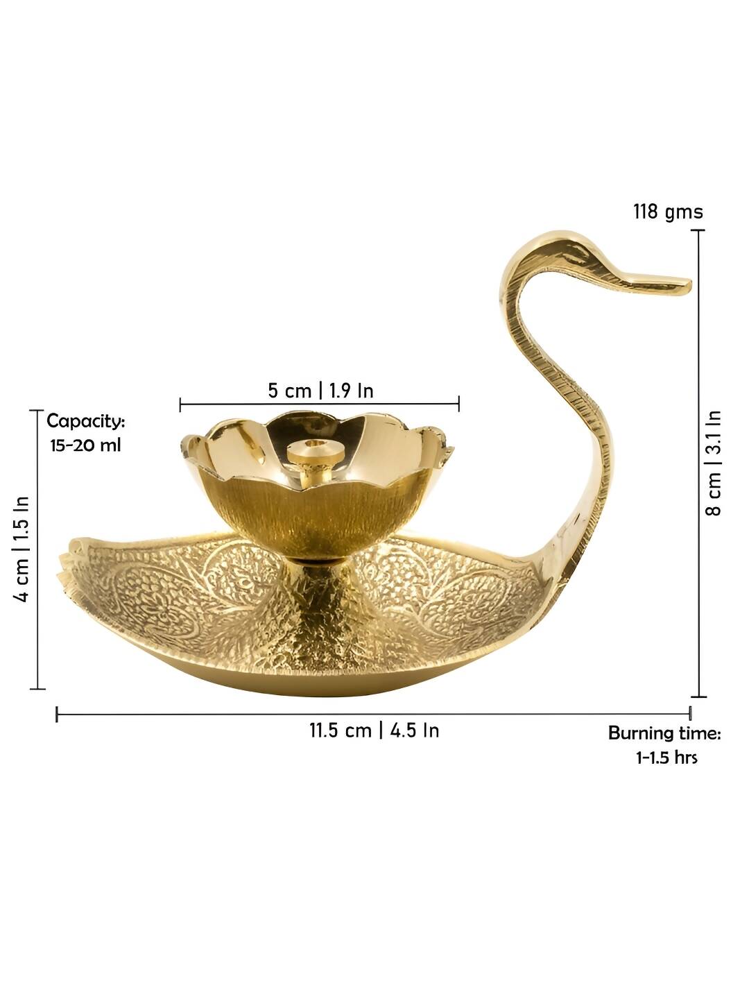 Spillbox Gold-Toned Brass Duck Nanda Deep Pooja Essential - Distacart