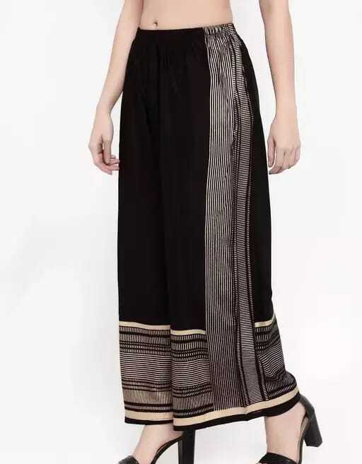 PAVONINE Black Color Rayon Fabric Side Print Palazzo For Women - Distacart