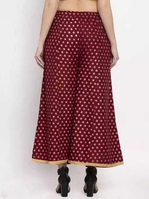 PAVONINE Maroon Color Rayon Fabric Sun Print Palazzo For Women - Distacart
