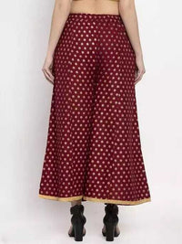 Thumbnail for PAVONINE Maroon Color Rayon Fabric Sun Print Palazzo For Women - Distacart