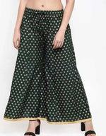 Thumbnail for PAVONINE Bottle Green Color Rayon Fabric Sun Print Palazzo For Women - Distacart