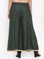 Thumbnail for PAVONINE Bottle Green Color Rayon Fabric Sun Print Palazzo For Women - Distacart