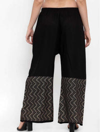 Thumbnail for PAVONINE Black Color Rayon Fabric Zig-Zag Printed Palazzo For Women - Distacart