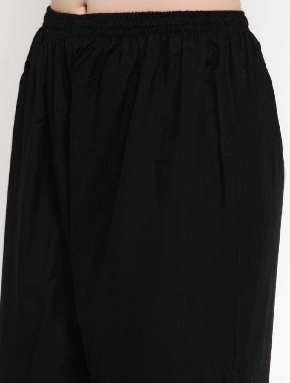 PAVONINE Black Color Rayon Fabric Zig-Zag Printed Palazzo For Women - Distacart