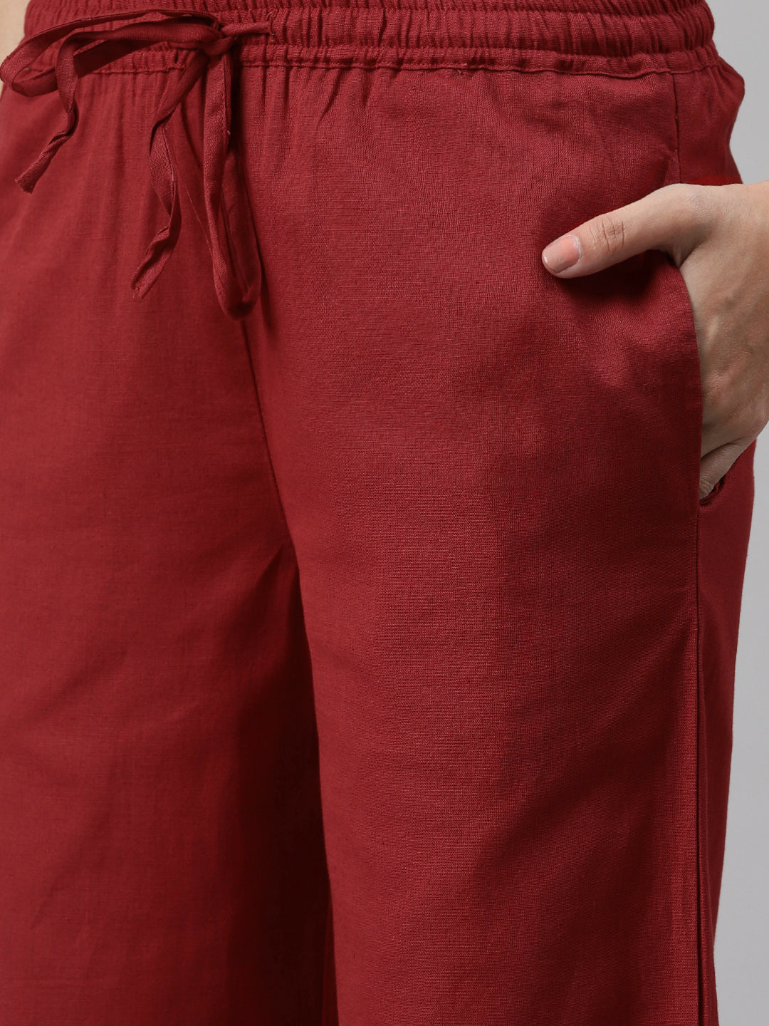 Biba Women Red Solid Kurta with Palazzos - Distacart