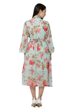 Thumbnail for PAVONINE Rama Green Color Flower Printed Straight Dress For Women - Distacart