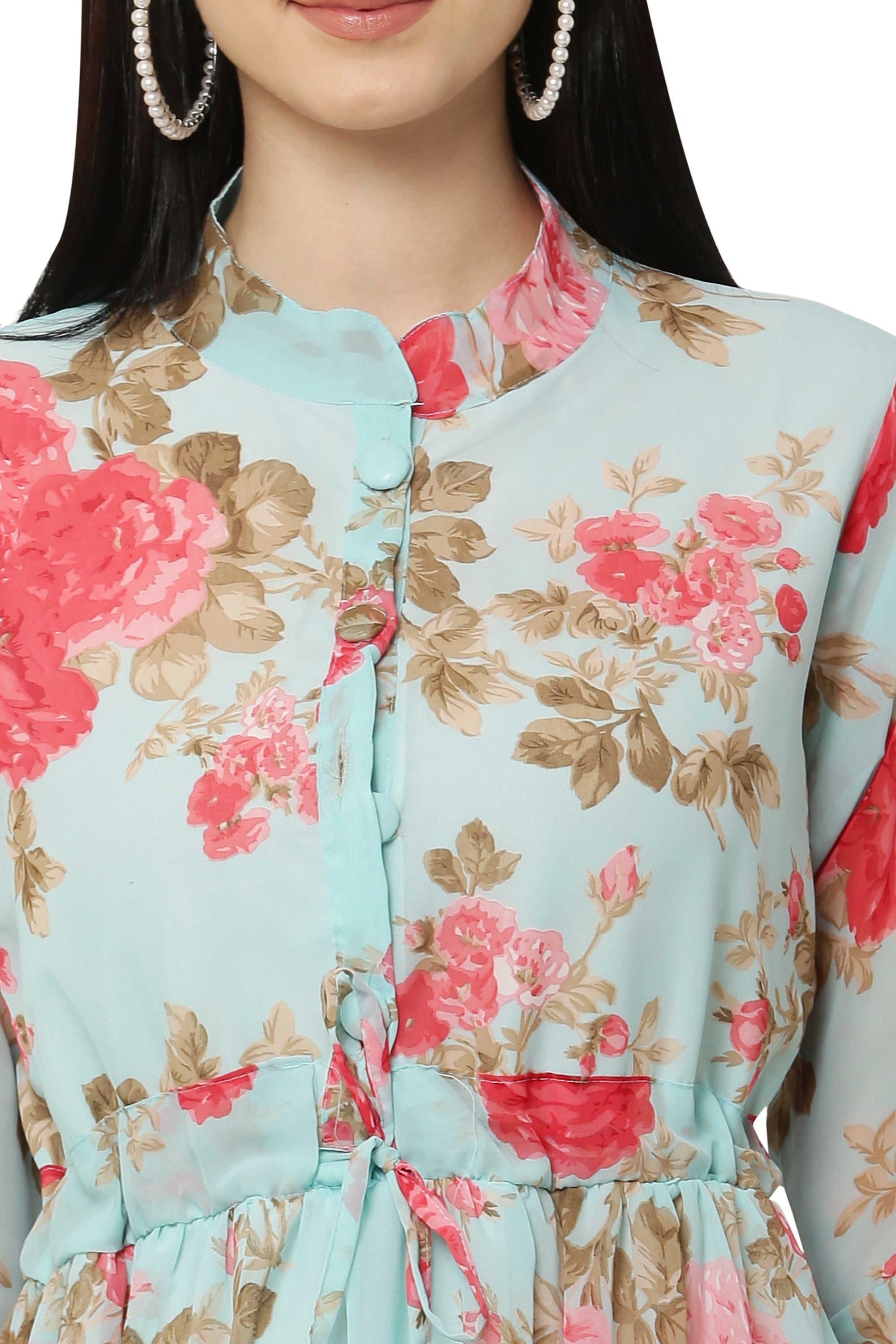 PAVONINE Rama Green Color Flower Printed Straight Dress For Women - Distacart