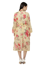 Thumbnail for PAVONINE Yellow Color Flower Printed Straight Dress For Women - Distacart