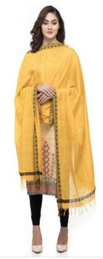 Thumbnail for A R Silk Women's Cotton Self Design Yellow Regular Dupatta