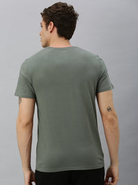 Thumbnail for HRX by Hrithik Roshan Men Olive Green Printed Bio-Wash Training Tshirt - Distacart