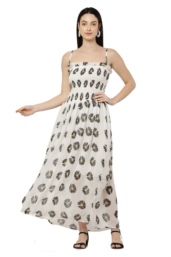 PAVONINE Peach Color Flower Printed Lace Bottom Dress For Women - Distacart