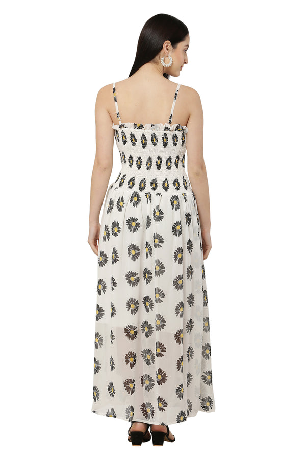 PAVONINE Peach Color Flower Printed Lace Bottom Dress For Women - Distacart