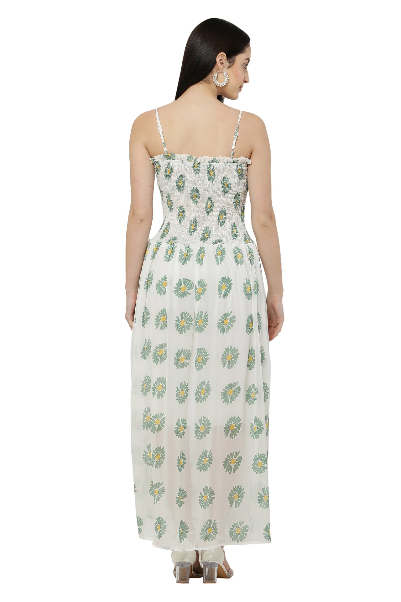 PAVONINE Yellow Color Flower Printed Lace Bottom Dress For Women - Distacart