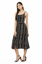 Thumbnail for PAVONINE Black Color Printed Shoulder Strap Dress For Women - Distacart