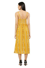 Thumbnail for PAVONINE Mustard Color Printed Shoulder Strap Dress For Women - Distacart