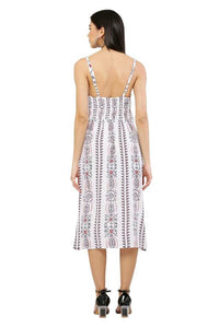 Thumbnail for PAVONINE White Color Printed Shoulder Strap Dress For Women - Distacart