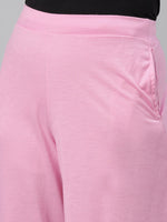 Thumbnail for Souchii Women Pink Knitted Palazzos - Distacart