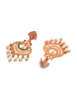 Thumbnail for Saraf RS Jewellery Gold-Plated Red & Green Bridal Temple Jewellery Set - Distacart