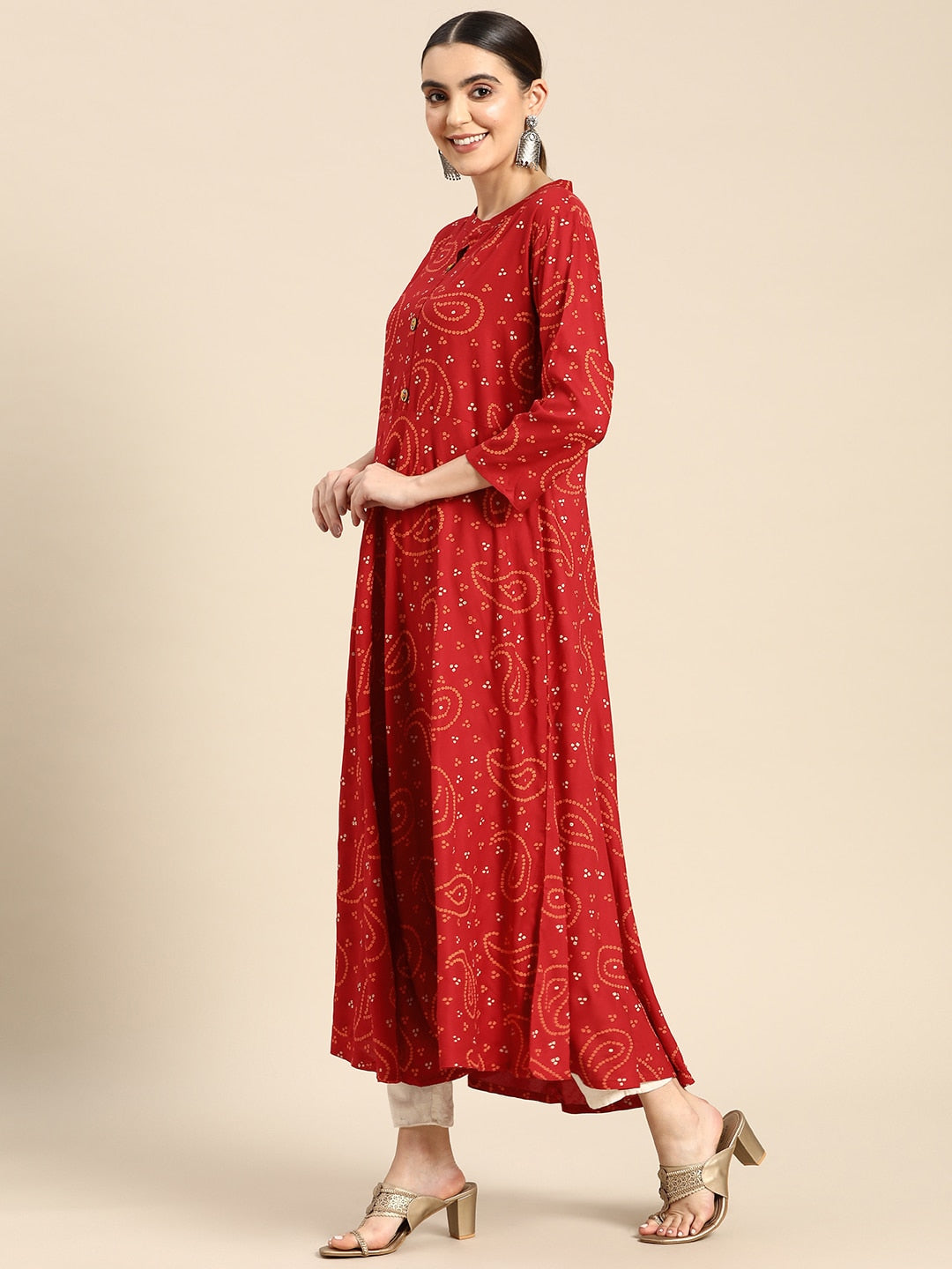 Sangria Women Bandhani Printed Anarkali Kurta - Distacart