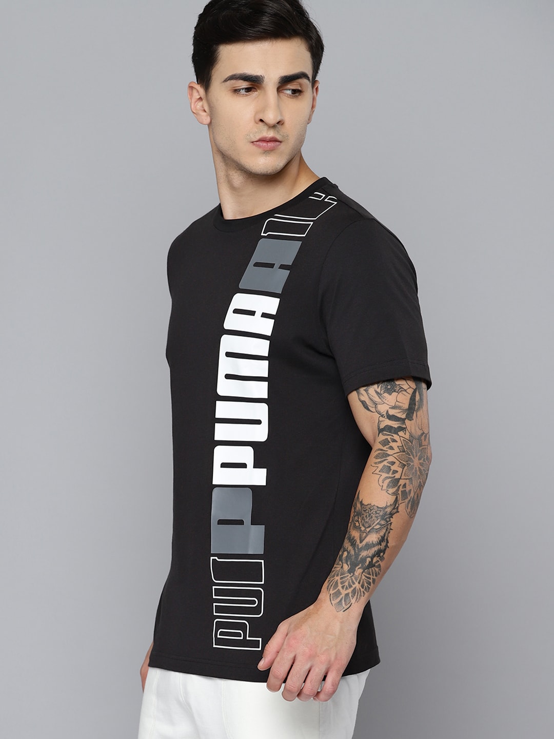 Puma ESS Logo Lab Printed Pure Cotton T-shirt - Distacart