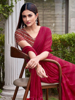 Thumbnail for Tikhi Imli Striped Satin Ready to Wear Saree - Distacart