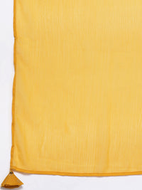 Thumbnail for Biba Women Mustard Yellow & Golden Ethnic Motifs Printed Kurta with Palazzos & Dupatta - Distacart