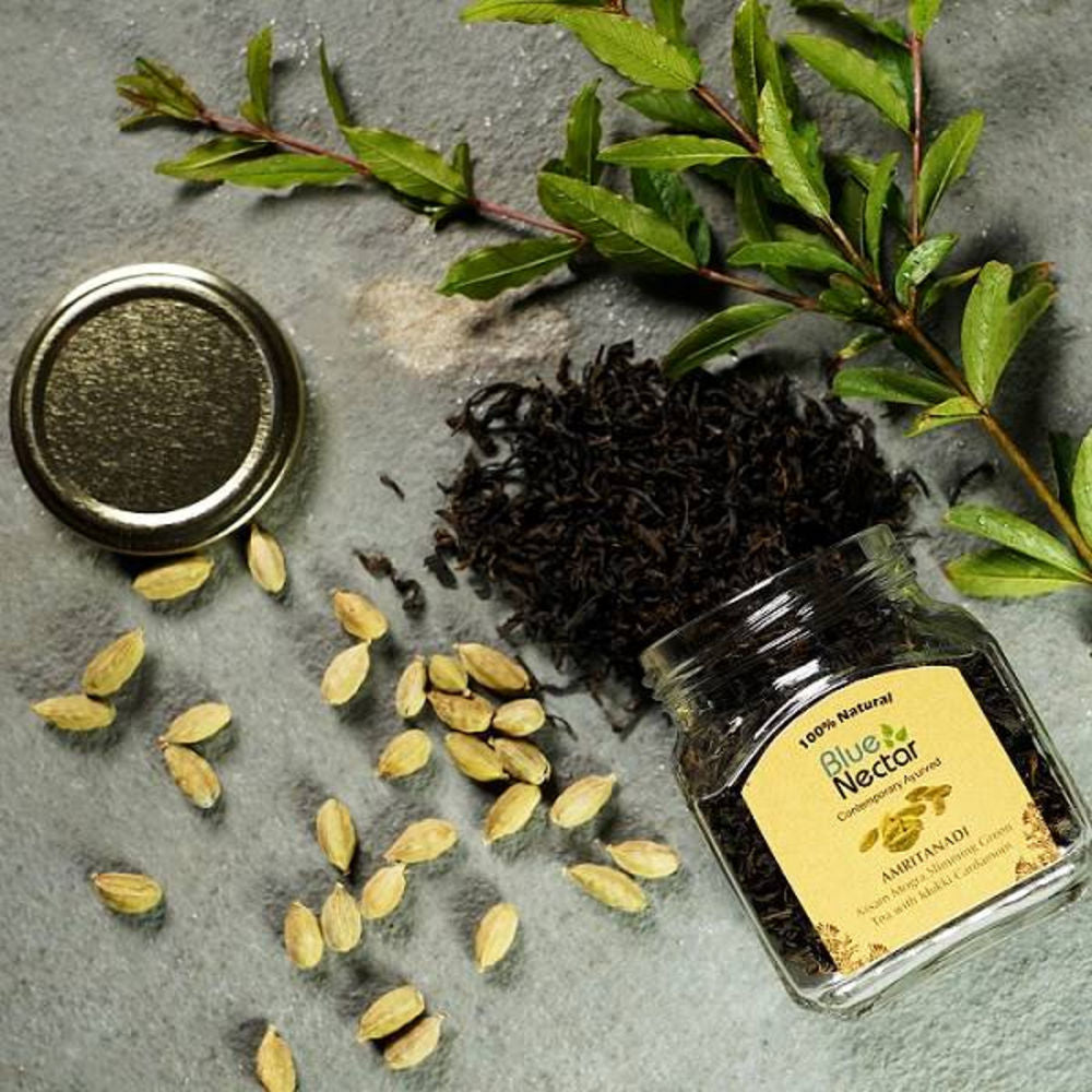 Blue Nectar Amritanadi Assam Mogra Slimming Green Tea with Idukki Cardamom - Distacart