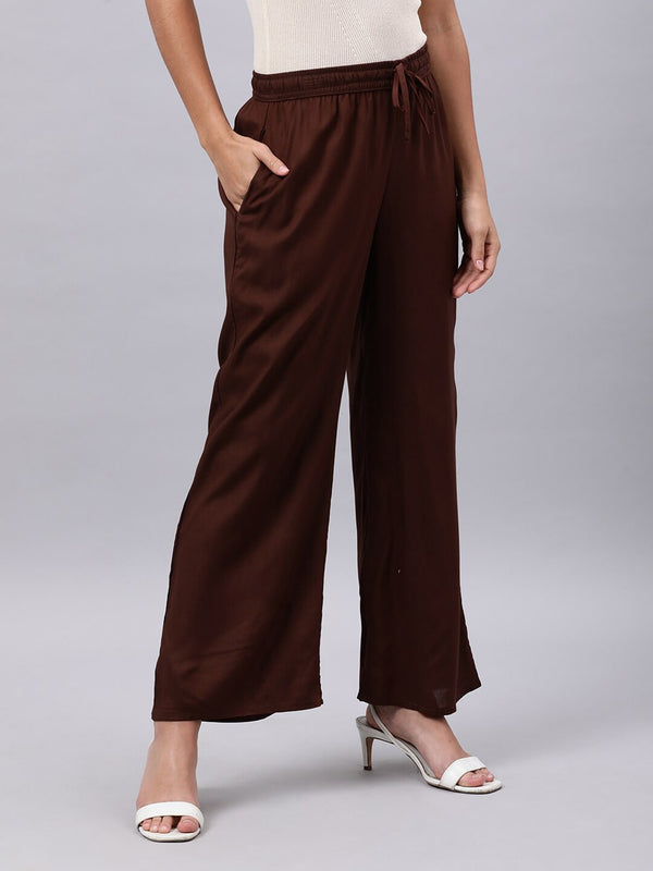 Souchii Brown Liva Ethnic Palazzos - Distacart