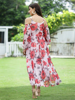 Thumbnail for Juniper Women's Lightpink Chiffon Printed Flared Dress - Distacart