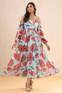 Thumbnail for Juniper Women's Mint Chiffon Printed Flared Dress - Distacart