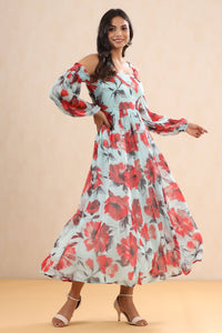 Thumbnail for Juniper Women's Mint Chiffon Printed Flared Dress - Distacart