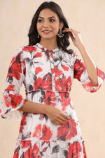 Thumbnail for Juniper Womens White Chiffon Floral Printed Tiered Dress - Distacart
