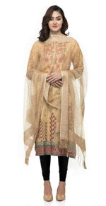 Thumbnail for A R Silk Women's Orgenza Cotton Gold Print Golden Regular Dupatta