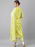 Thumbnail for Khushal K Ethnic Motifs Printed Mirror Work Kurta with Palazzos & Dupatta - Distacart