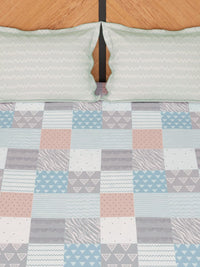 Thumbnail for Story@home Arena Peach & White Geometric Microfiber 180TC Queen Bedsheet & 2 Pillow Covers - Distacart