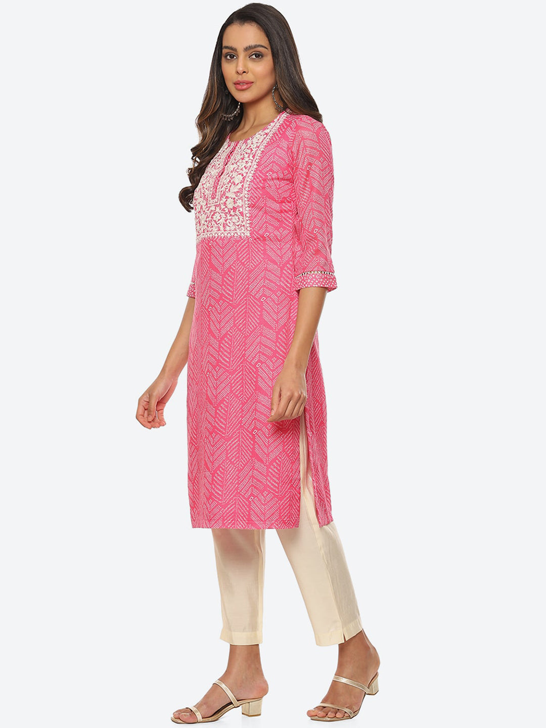 Biba Women Ethnic Motifs Printed Thread work Kurta - Distacart
