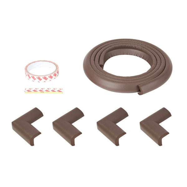 Safe-O-Kid Unique High Density L-Shaped 2 Mtr Long 1 Large Edge Guard With 4 Corner Cushions - Brown - Distacart