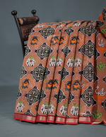 Thumbnail for Shades of Light Chikoo Colour With Patola Design Pure Kota Cotton Saree By Gayathri Reddy Designer Studio - Distacart