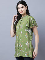 Thumbnail for Myshka Stylish Green Viscose Short Sleeve Women's Top - Distacart