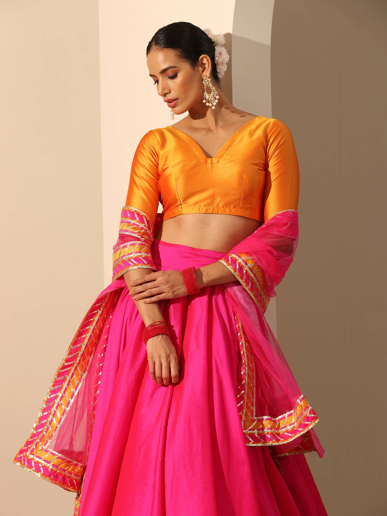 Pomcha Jaipur Pink Gul Hot Pink Lehenga - Distacart