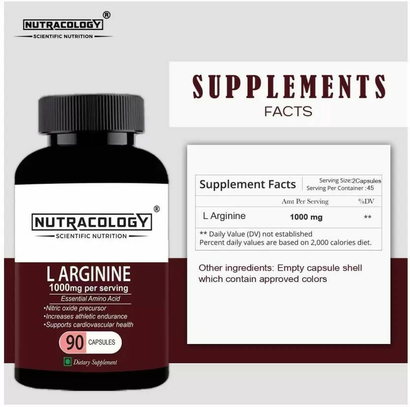 Nutracology L Arginine 1000mg Nitric Oxider Booster For Muscle Gain & Strength Capsules - Distacart