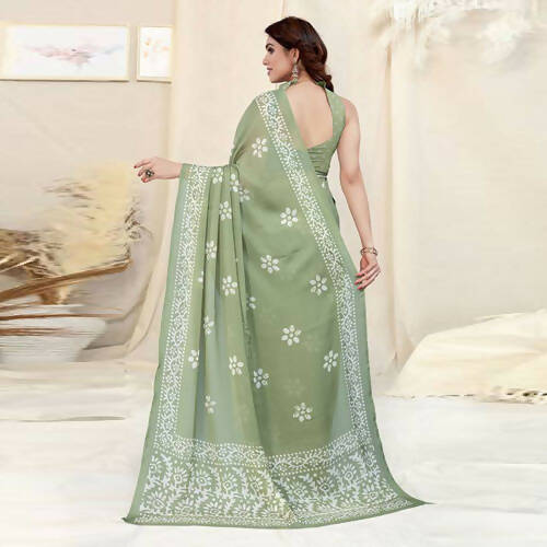 Women's Partywear Designer Pista Chinon Shiffon Fancy Saree - Dyuti - Distacart