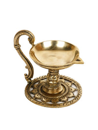 Thumbnail for CraftVatika Gold-Toned Handmade Oil Lamp Showpiece - Distacart