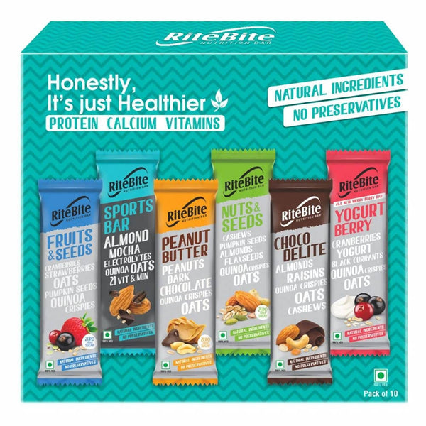 RiteBite Max Protein Nutrition Assorted Bars - Distacart