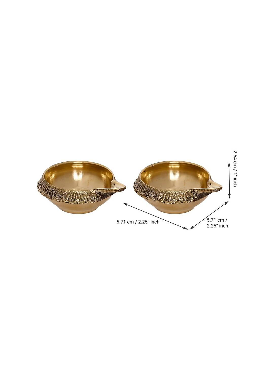 eCraftIndia Set of 2 Gold-Toned Auspicious Handcrafted Brass Diya - Distacart