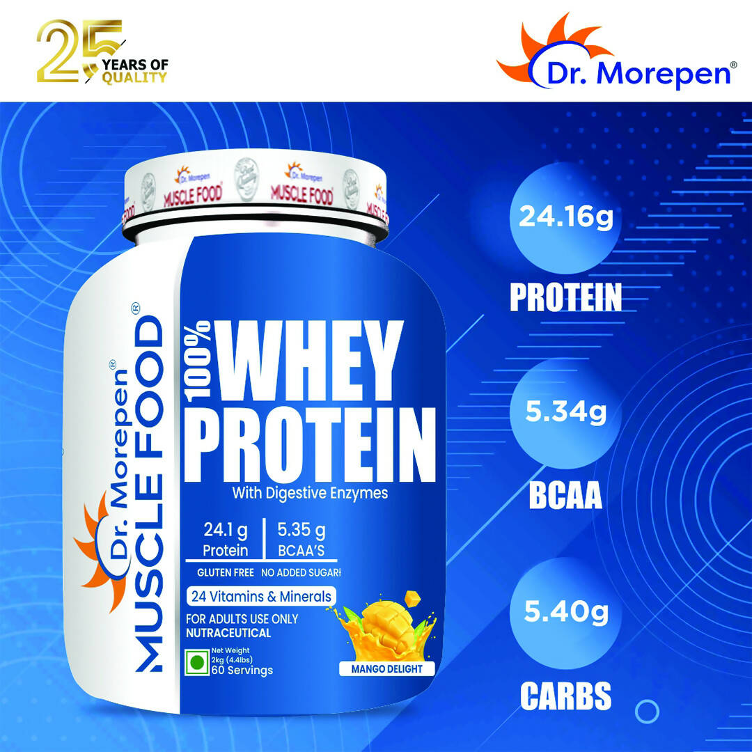 Dr. Morepen Muscle Food 100% Whey Protein - Mango Delight Flavour - Distacart