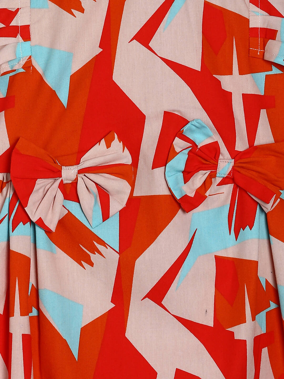 Manet Girls Cotton Frill Bow Frock Printed - Multicolour - Distacart